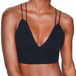 New PINK Victoria's Secret Black Smocked Bralette, XS